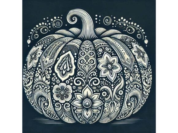 Bringing Autumn Elegance to Life with a Decorative Pumpkin in Ornate Detail