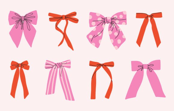 Charming Vector Bows: Pink & Red Designs