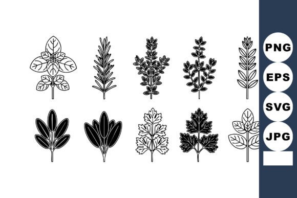 Decorative Black and White Nature Icons