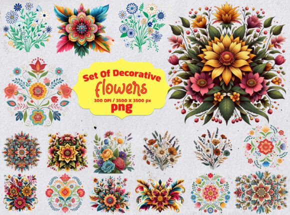 Elegant Set of Decorative Flowers for Modern Design