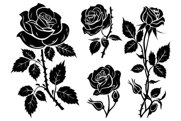 Elevate Your Designs with a Premium Set of Decorative Rose with Leaves
