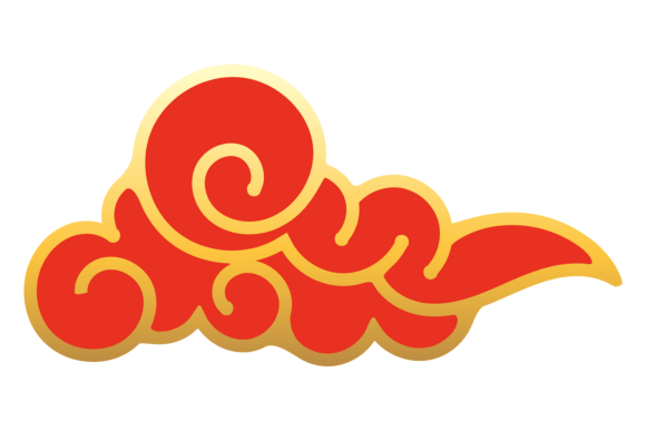Elevate Your Designs with Luxury Golden Red Cloud Decorative Fest Elements
