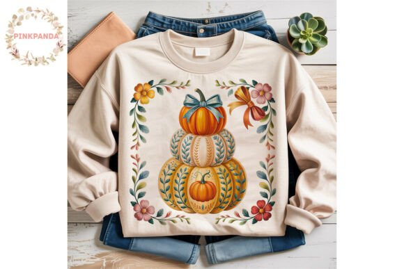 Elevating Autumn Branding with the Decorative Floral Pumpkin Stack PNG