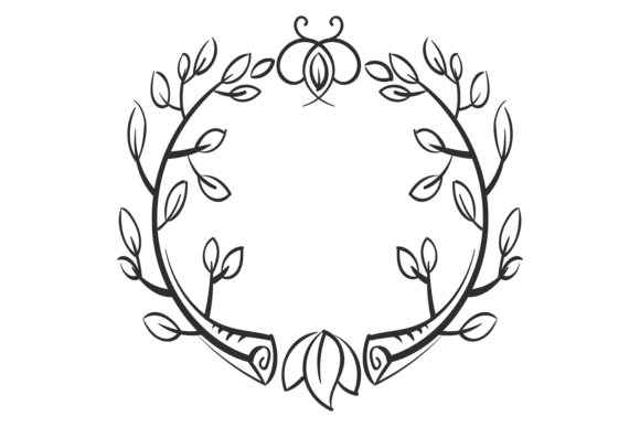 Evaluating Botanical Wreath Drawing: Decorative Floral Round Frames
