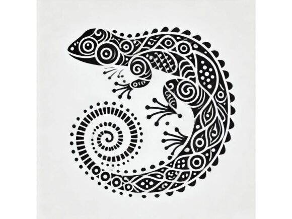 Ornamental Lizard with Decorative Scales Art